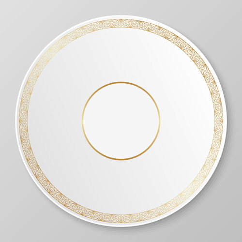 Plates with golden floral ornaments vector 10 plates ornaments golden floral   