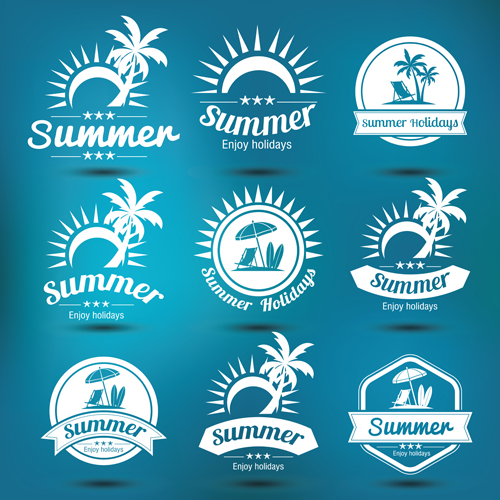 White summer labels vector set 01 white summer labels   