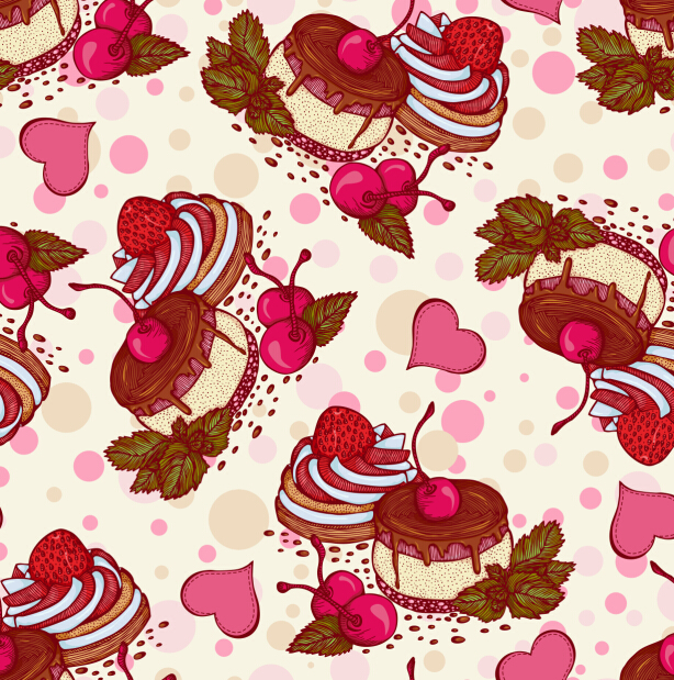 Fruits with cake seamless pattern vector 02 seamless pattern fruits cake   