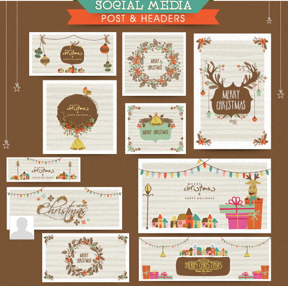 Banner with cards christmas kit vector 01 christmas cards banner   