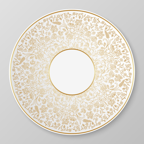 Plates with golden floral ornaments vector 09 plates ornaments golden floral   