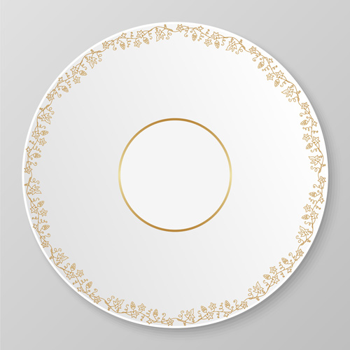 Plates with golden floral ornaments vector 08 plates ornaments golden floral   