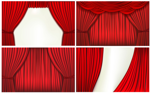 Red silk curtains design vector set 05 silk red curtains   