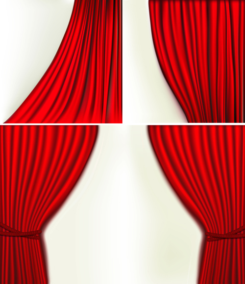 Red silk curtains design vector set 04 silk red curtains   