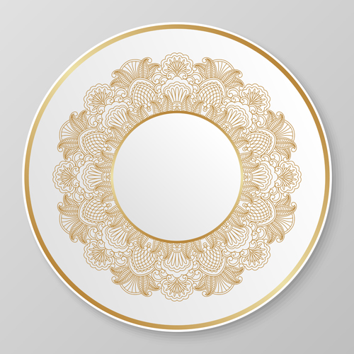 Plates with golden floral ornaments vector 07 plates ornaments golden floral   