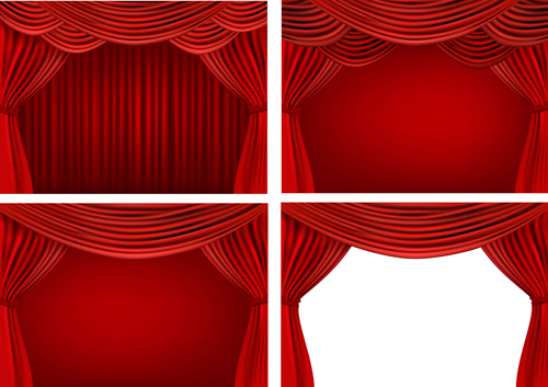 Red silk curtains design vector set 03 silk red curtains   