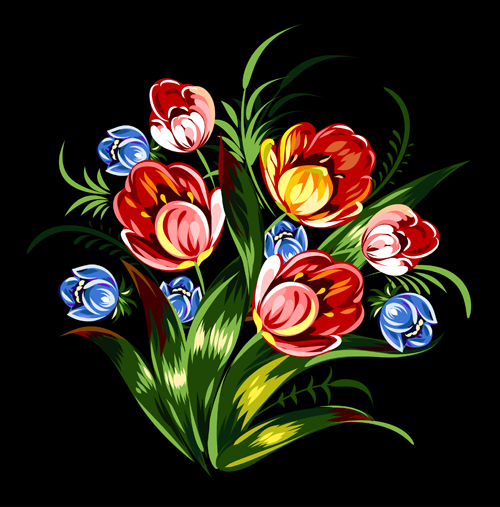 Beautiful flower retro vector graphics 04 Retro font graphics flower beautiful   