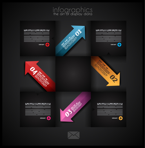 Black Infographics creative vector set 02 infographics creative black   