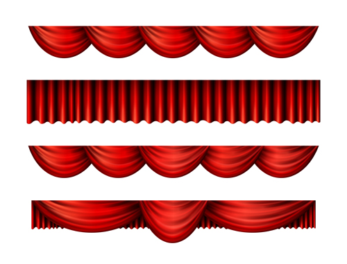 Red silk curtains design vector set 02 silk red curtains   