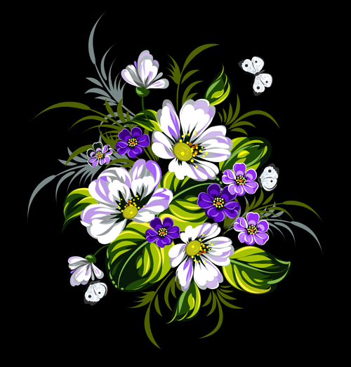 Beautiful flower retro vector graphics 03 Retro font graphics flower beautiful   