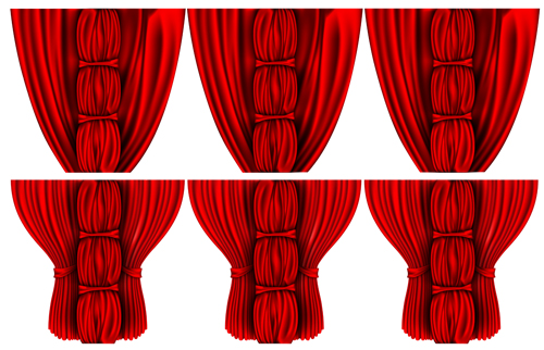Red silk curtains design vector set 01 silk red curtains   