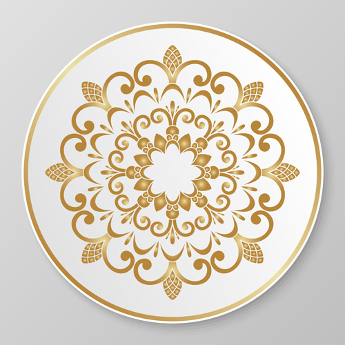 Plates with golden floral ornaments vector 04 plates ornaments golden floral   