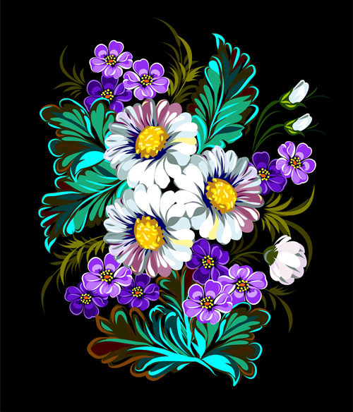 Beautiful flower retro vector graphics 01 Retro font graphics flower beautiful   