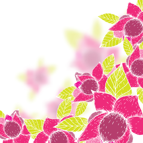 Pink flowers and yellow leaves vector background 09 yellow pink leaves flowers background   