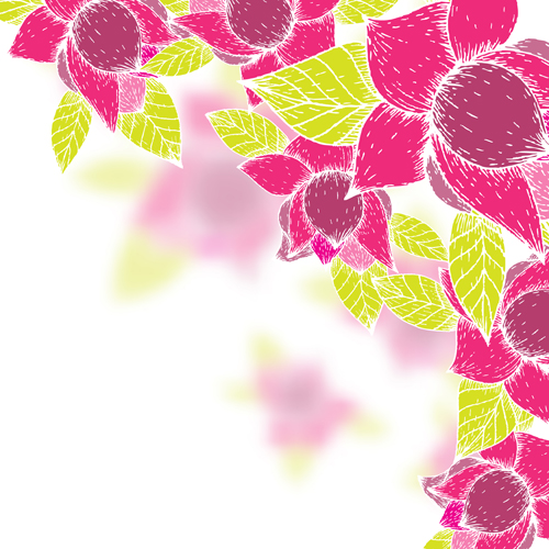Pink flowers and yellow leaves vector background 08 yellow pink leaves flowers background   