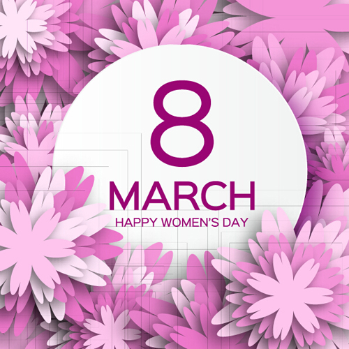 Womens Day 8 March holiday background with paper flower vector 18 womens paper MarchV holiday flower background   