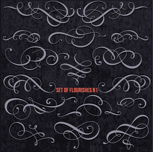 Calligrapic classical ornaments set vector 09 ornaments classical Calligrapic   