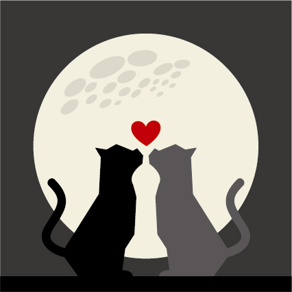 Cats love with moon vector 04 with moon love cats   