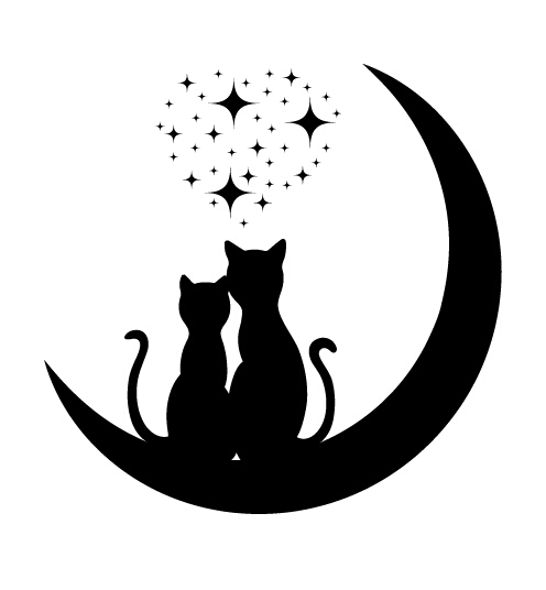 Cats love with moon vector 03 with moon love cats   