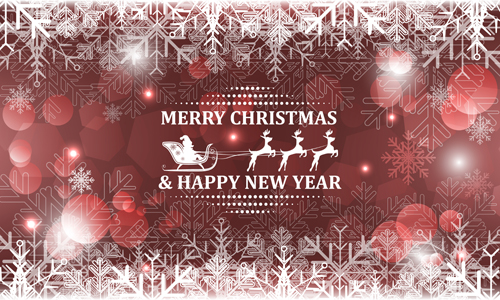 Christmas with new year reindeer and snowflake vector background 04 year snowflake reindeer new christmas background   