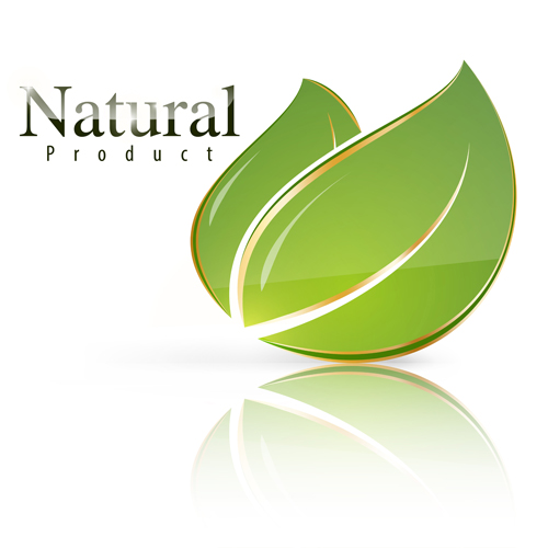 Shiny green leaf with nature logo vector 01 shiny nature logo leaf green   