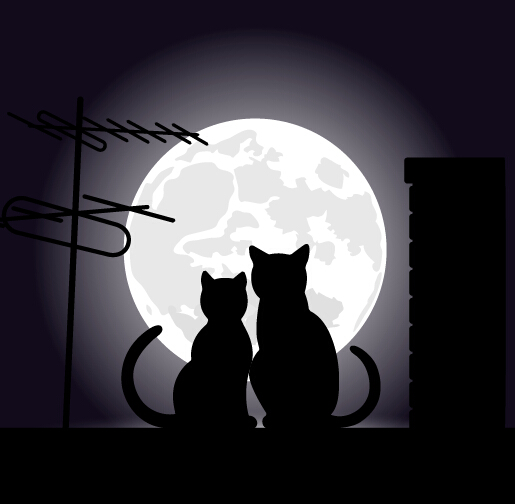 Cats love with moon vector 02 with moon love cats   