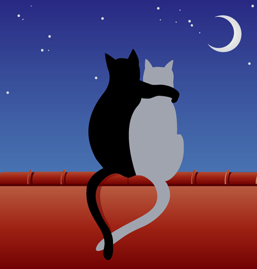 Cats love with moon vector 01 with moon love cats   