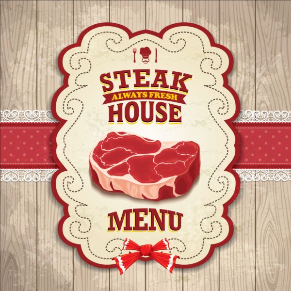 Vintage steak house poster design vector vintage steak poster house   