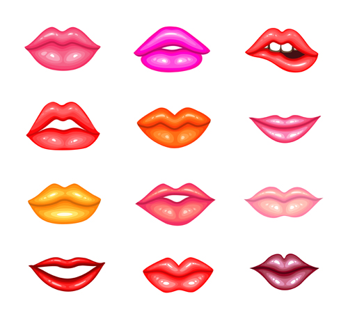 Set of lips vector material lips   