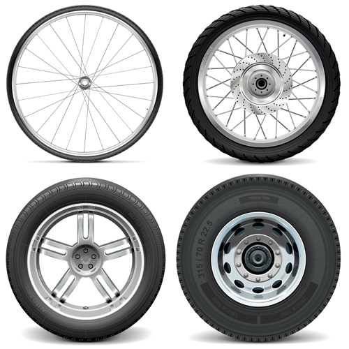 Bicycle Motorcycle Car and Truck Tires vector truck tires motorcycle car bicycle   