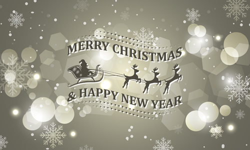 Christmas with new year reindeer and snowflake vector background 02 year snowflake reindeer new christmas background   