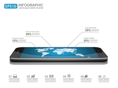 Modern mobile infographics vector material 01 modern mobile infographics   