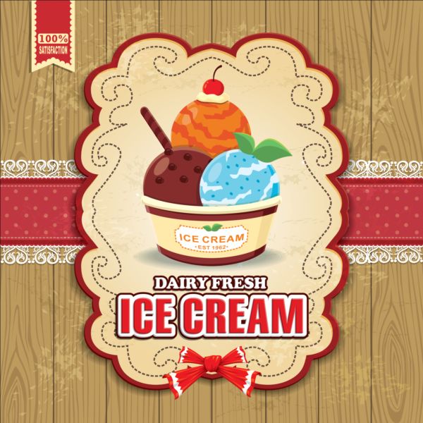 Vintage Ice cream poster design vector vintage poster ice cream   