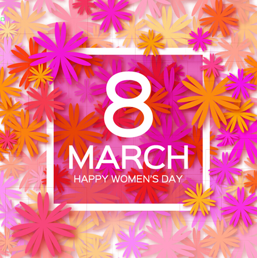 Womens Day 8 March holiday background with paper flower vector 04 womens paper MarchV holiday flower background   