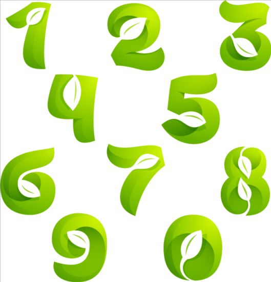Abstract leaves numbers vector numbers leaves abstract   