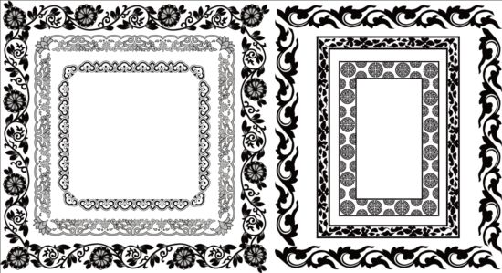 Black with white floral frame vector white frame floral black   