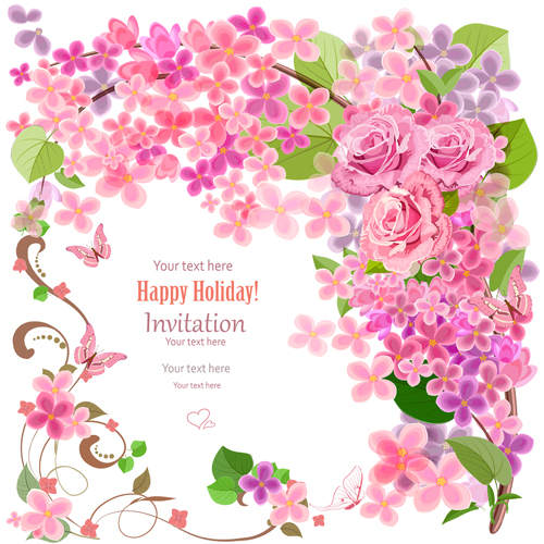 Flower holiday invitation cards vectors 04 invitation holiday flower cards   