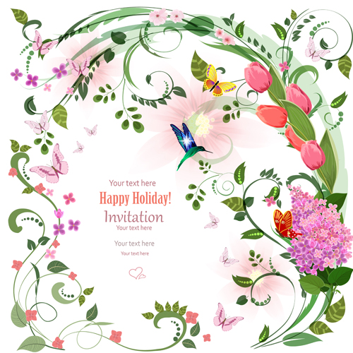 Flower holiday invitation cards vectors 02 invitation holiday flower cards   