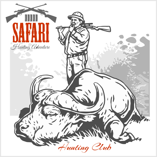Safari hunting clud poster vector 09 safari poster hunting clud   