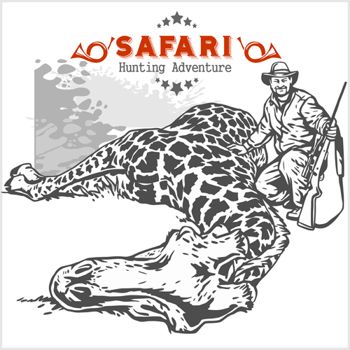 Safari hunting clud poster vector 07 safari poster hunting clud   