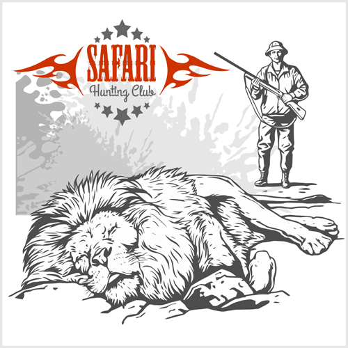 Safari hunting clud poster vector 06 safari poster hunting clud   