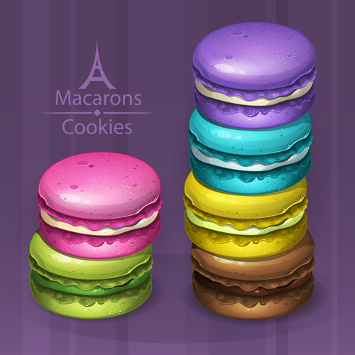 Colorful macaroons cookies vector 01 macaroons cookies colorful   