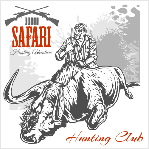 Safari hunting clud poster vector 05 safari poster hunting clud   