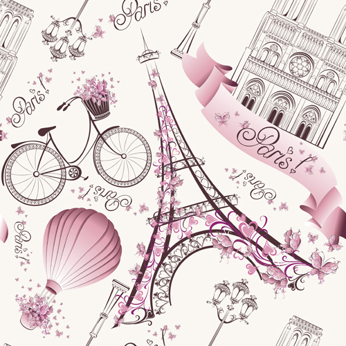 Fashion paris seamless pattern vectors 06 seamless pattern paris fashion   