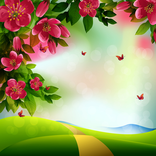 Beautiful red flower vector background 05 flower beautiful background   