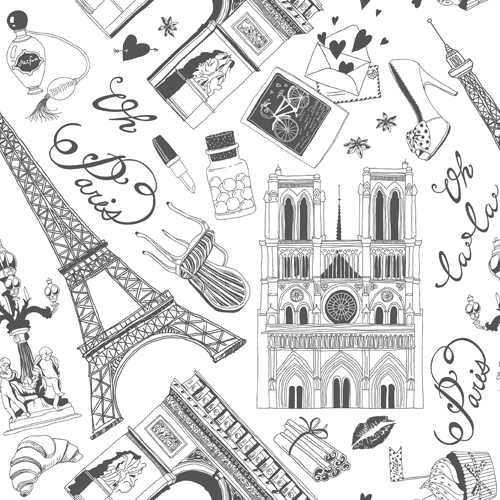 Fashion paris seamless pattern vectors 05 seamless pattern paris fashion   