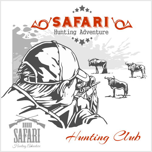 Safari hunting clud poster vector 03 safari poster hunting clud   