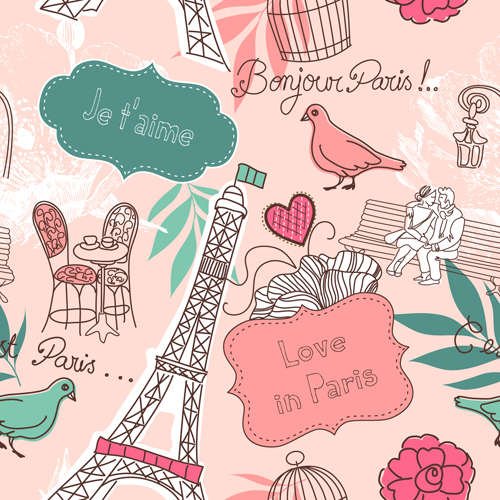 Fashion paris seamless pattern vectors 04 seamless pattern paris fashion   