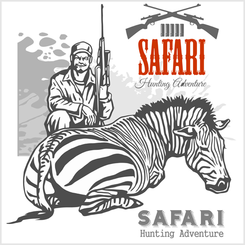 Safari hunting clud poster vector 02 safari poster hunting clud   