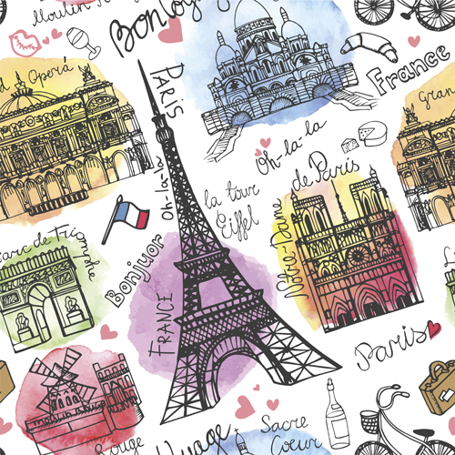 Fashion paris seamless pattern vectors 03 seamless pattern paris fashion   